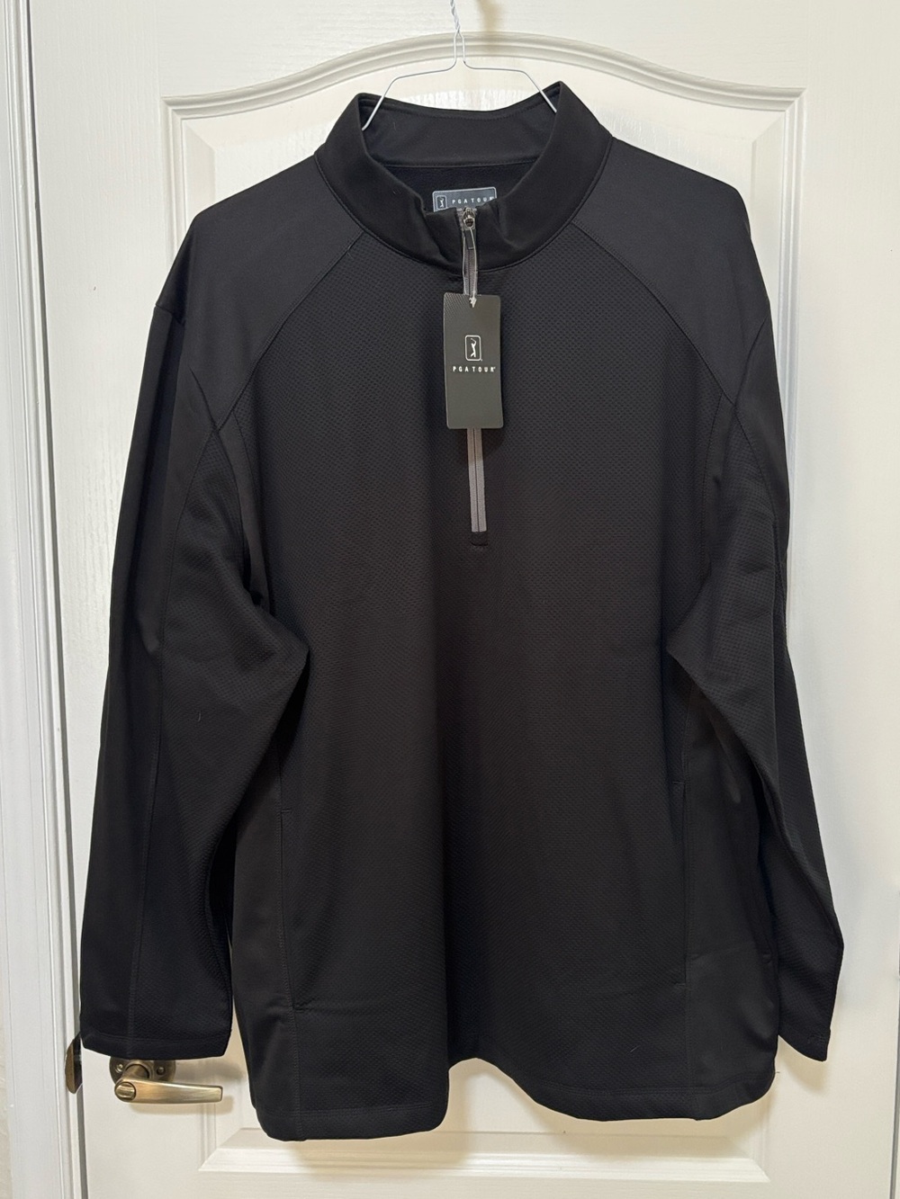 PGA Tour Black Golf Half-Zip Performance Pullover